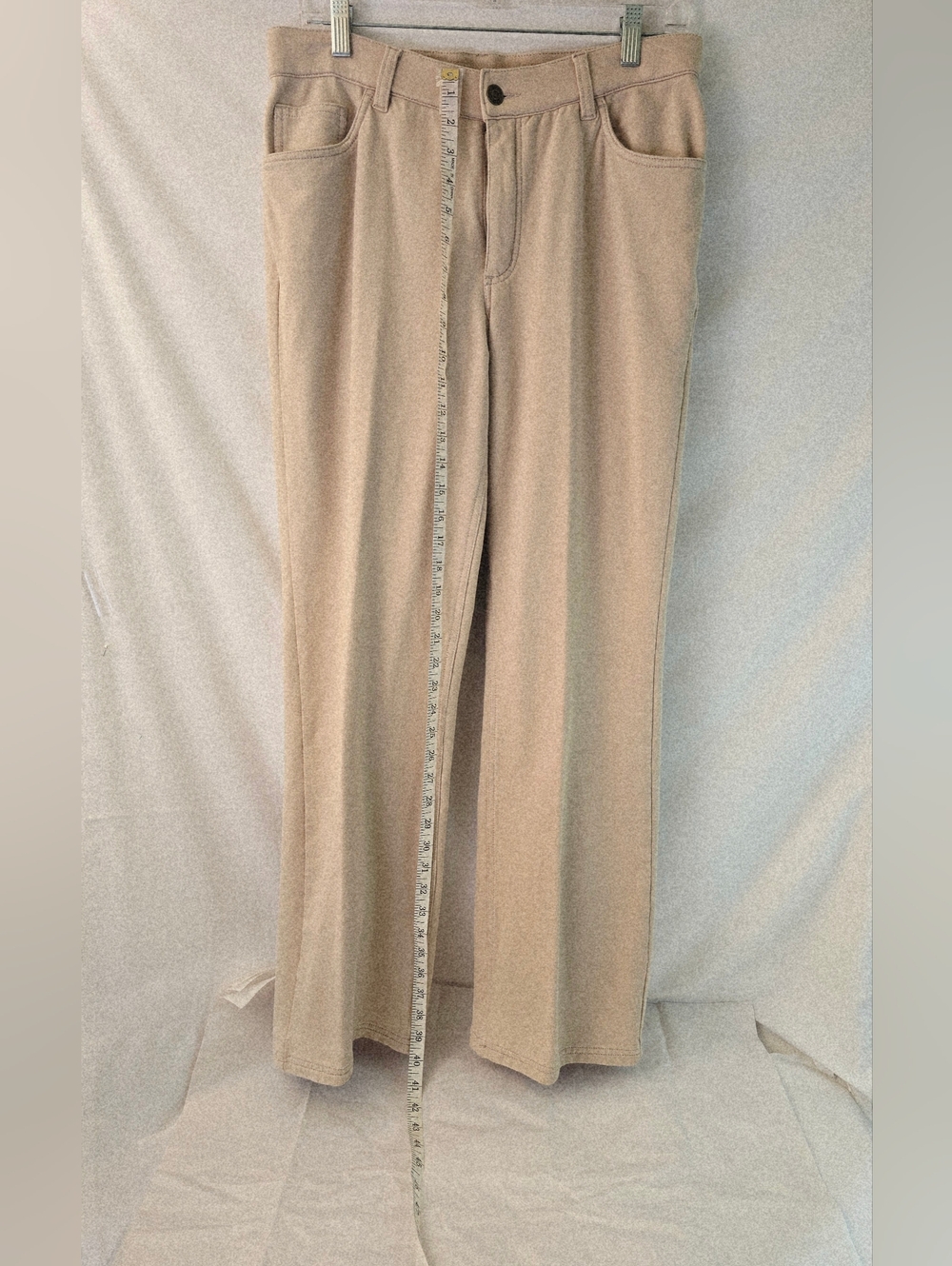 Denim & Co. Sz 12 Regular Beige Cozy Touch Baby Boot Pull-On Jean - Picture 6 of 11